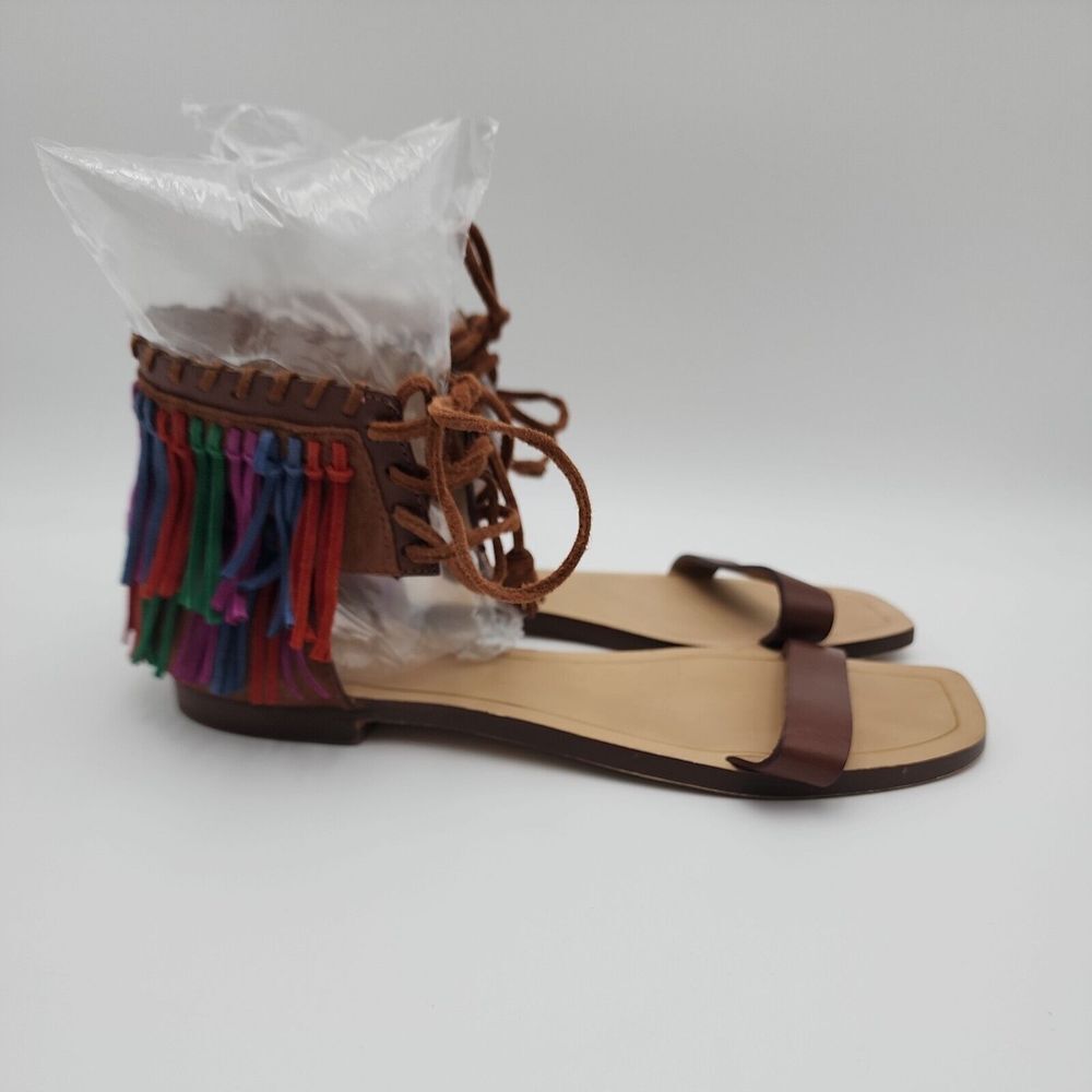 Zara Women Multi-color Leather Fringe Sandals, Women's Size EU 40/US 9 - Picture 2 of 8
